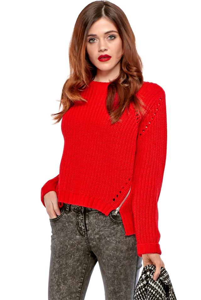 chunky red sweater